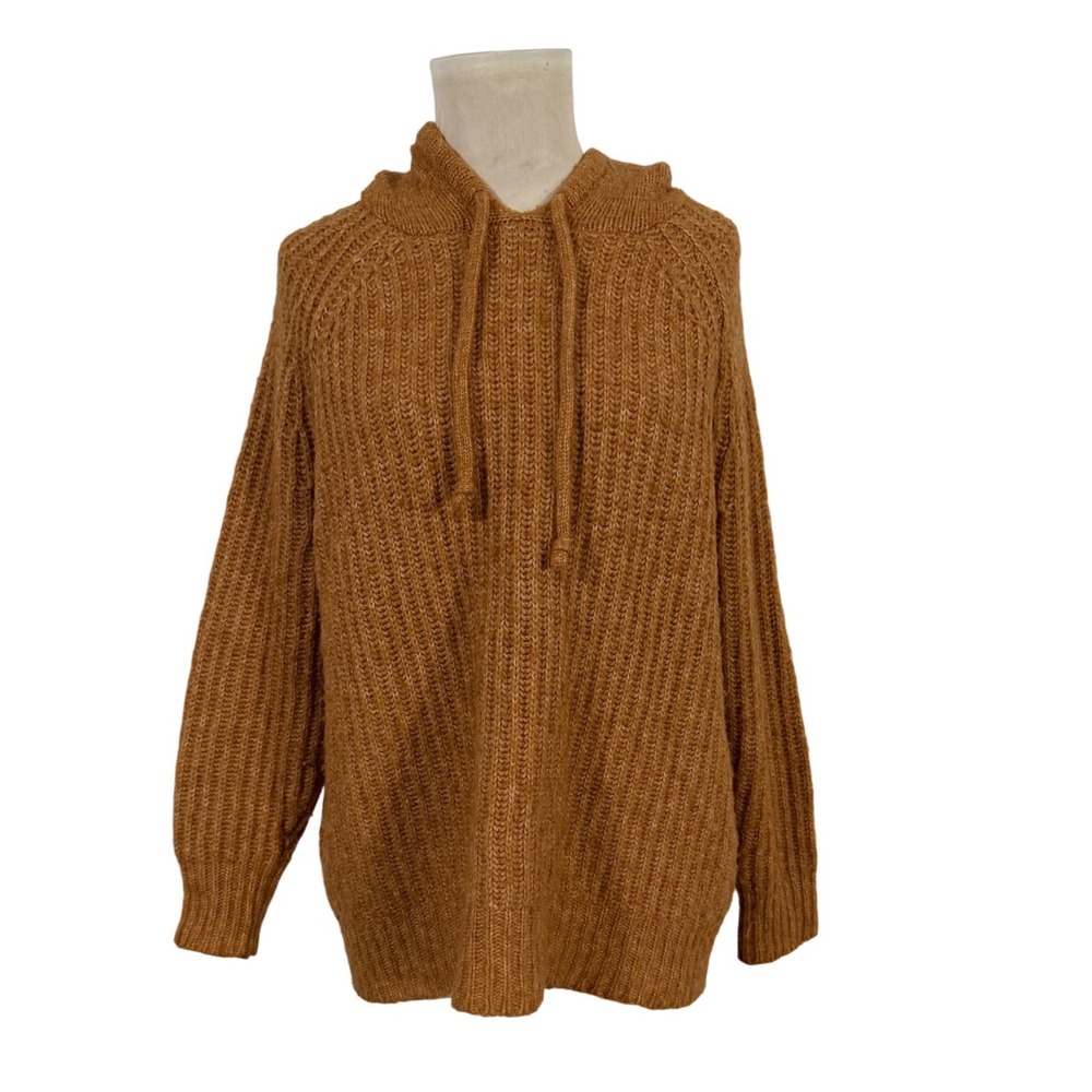 Aerie Ribbed Knit Hoodie Pullover Sweater Women's Size S Wool Blend Soft Warm